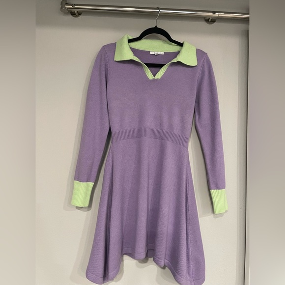 OLIVIA RUBIN Dresses & Skirts - purple and lime collared dress
